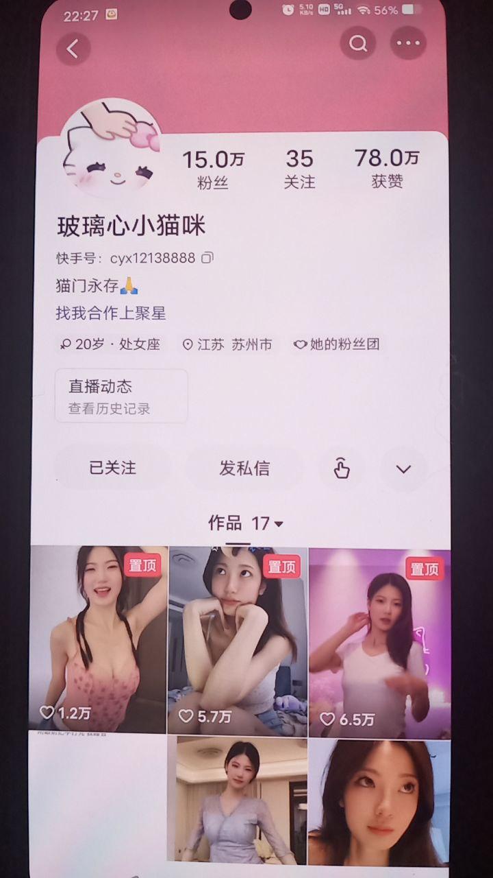 【快手主播】 玻璃心小猫咪 直播跳舞录屏 无水印 （26V970M）教学分享