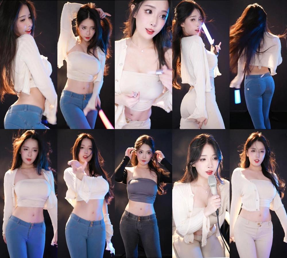 虎牙主播雪霏霏FEII杏感紧身牛仔跳舞剪辑素材大全